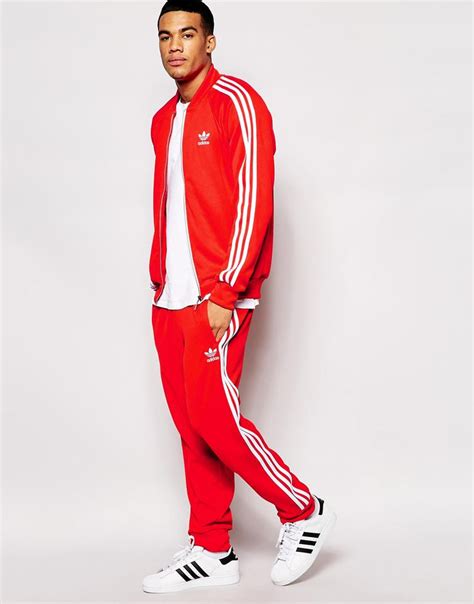 adidas samt anzug herren rot